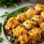 Cheeseburger Tots Bake – Cheesy, Crispy & Loaded with All Your Favorites!