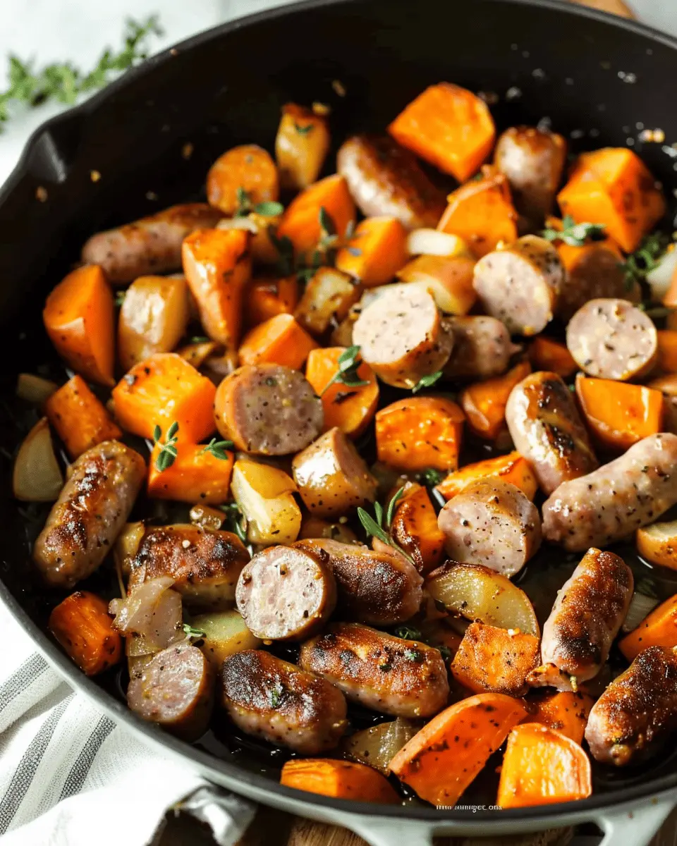 Chicken Apple Sausage Skillet: Easy Sweet Potato Delight