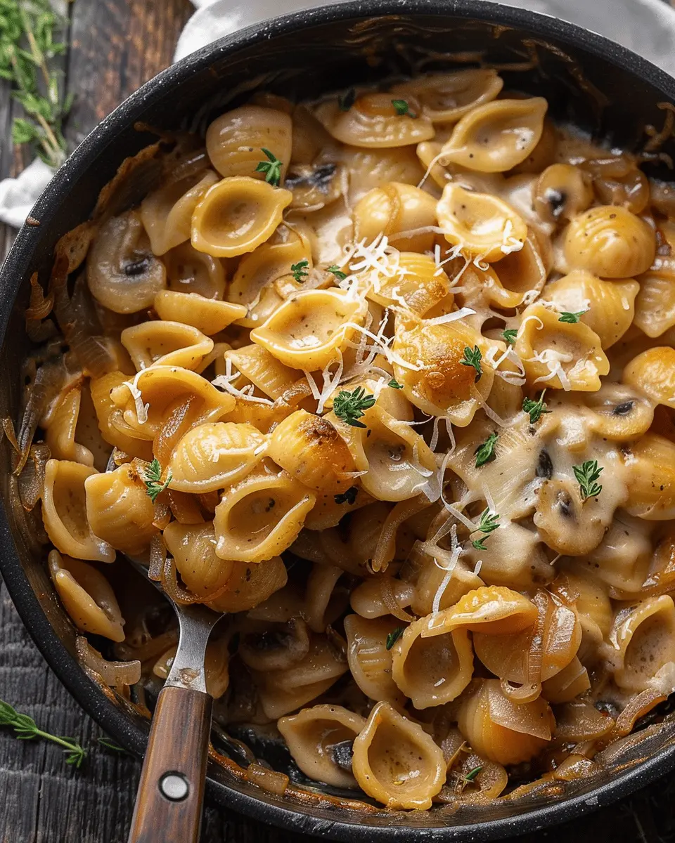 French Onion Pasta: Indulgent Comfort Food with Turkey Bacon