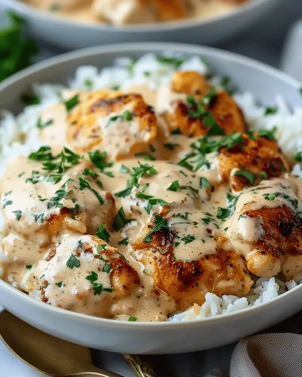 Creamy Smothered Chicken: Indulgent Rice Dinner in 30 Minutes