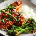 Gochujang Chicken with Broccolini & Crispy Rice