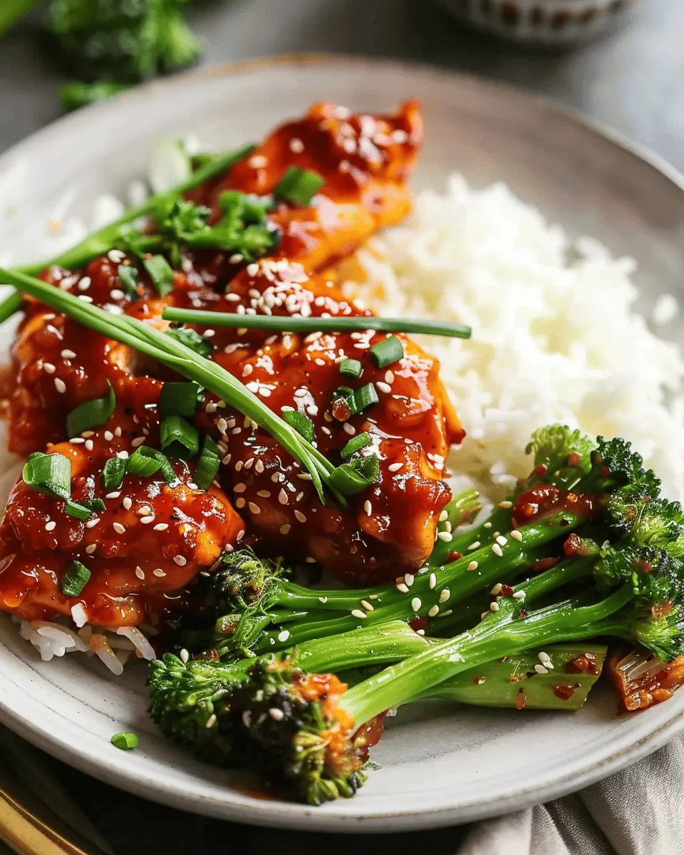 Gochujang Chicken: Easy Recipe with Broccolini & Crispy Rice