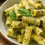 Creamy Pesto Rigatoni with Chili Garlic