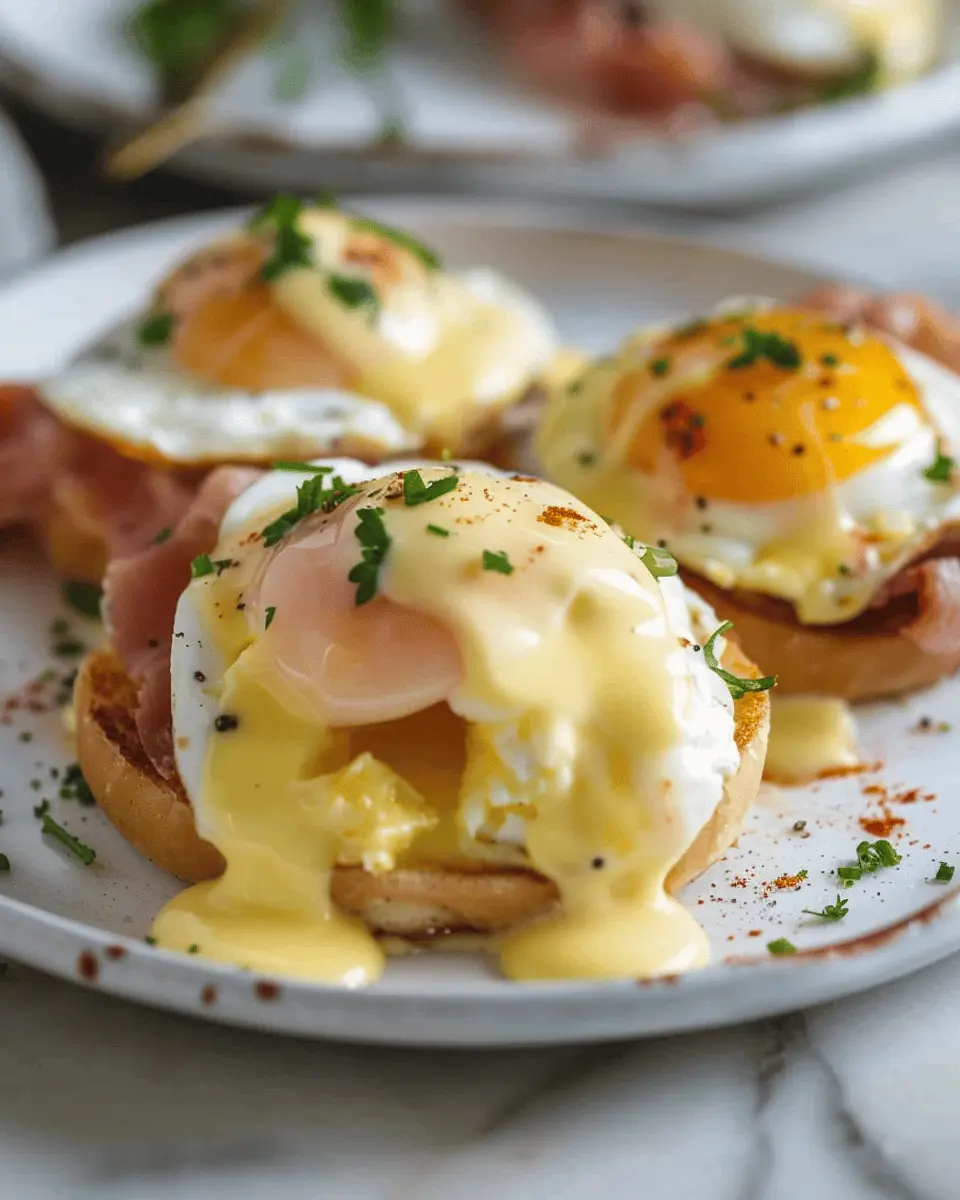 Classic Eggs Benedict with Turkey Bacon and Chicken Ham Delight