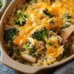 CHEESY BROCCOLI CHICKEN AND RICE CASSEROLE