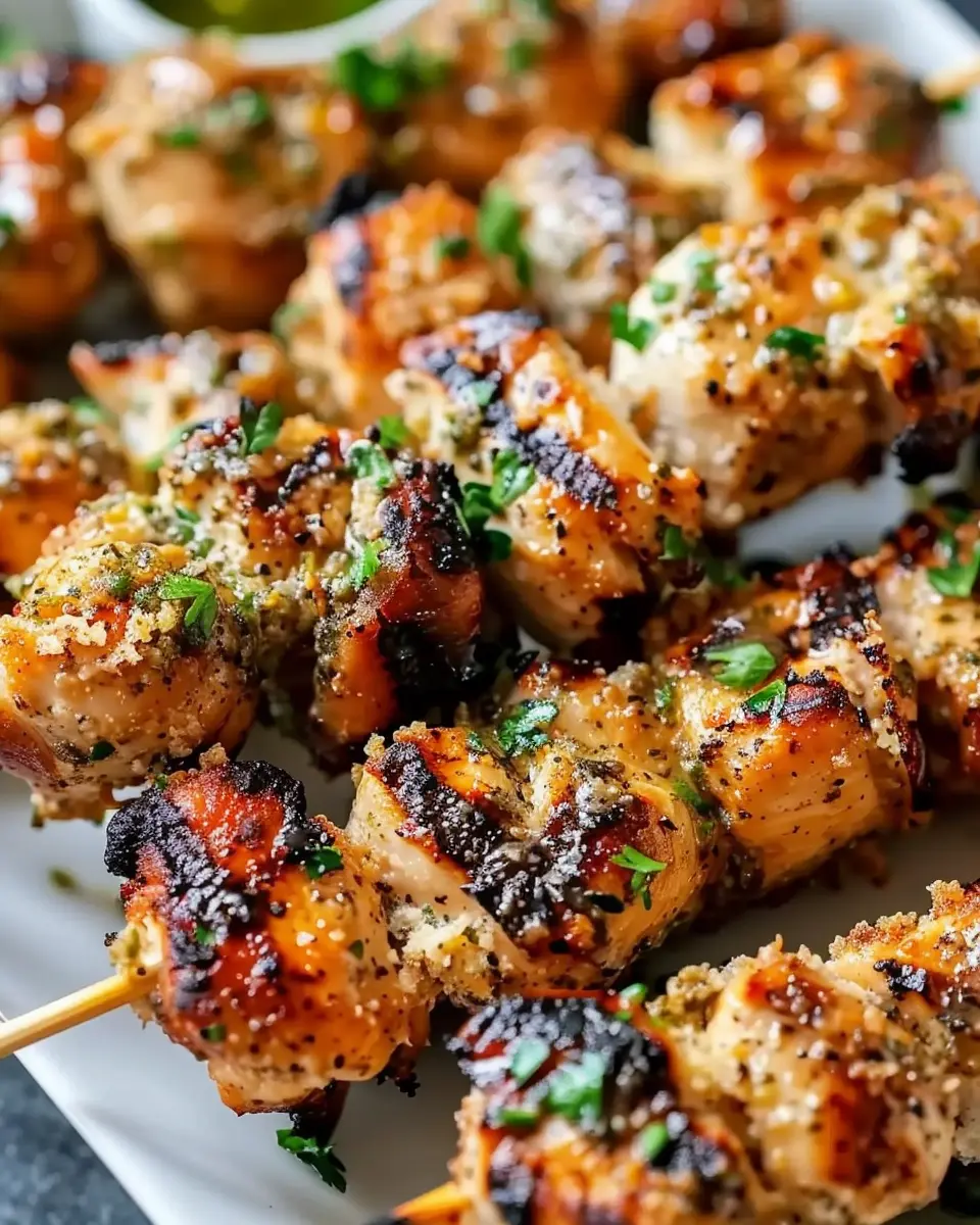 Grilled Ranch Garlic Parmesan Chicken Skewers: Easy &amp; Zesty Delight