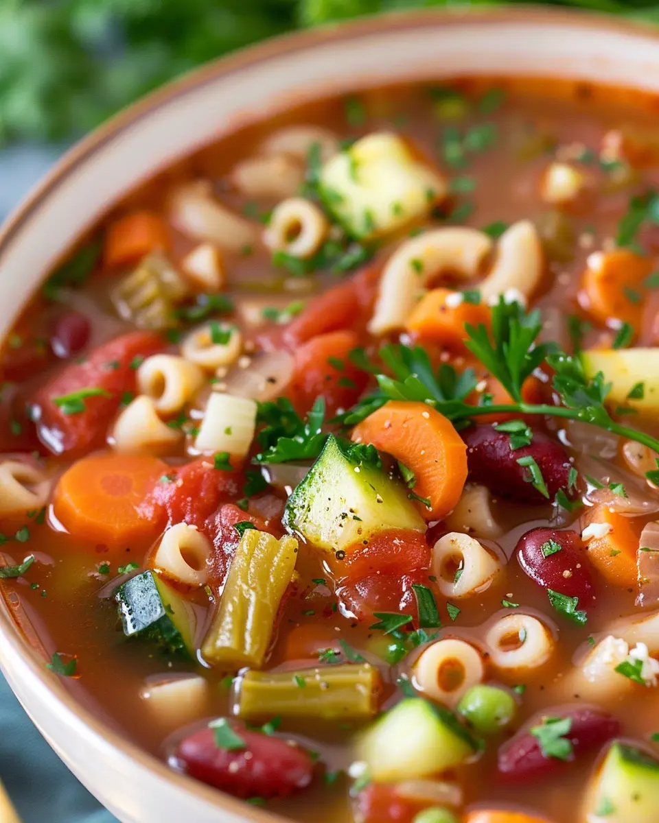 Easy Slow Cooker Minestrone Soup with Turkey Bacon and Chicken Ham