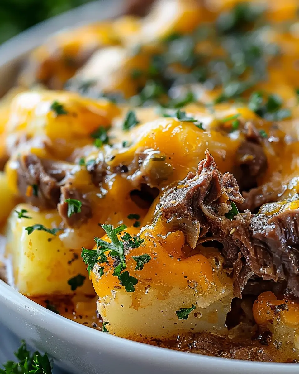 Slow Cooker Steak and Cheddar Potato Casserole Delightfully Easy