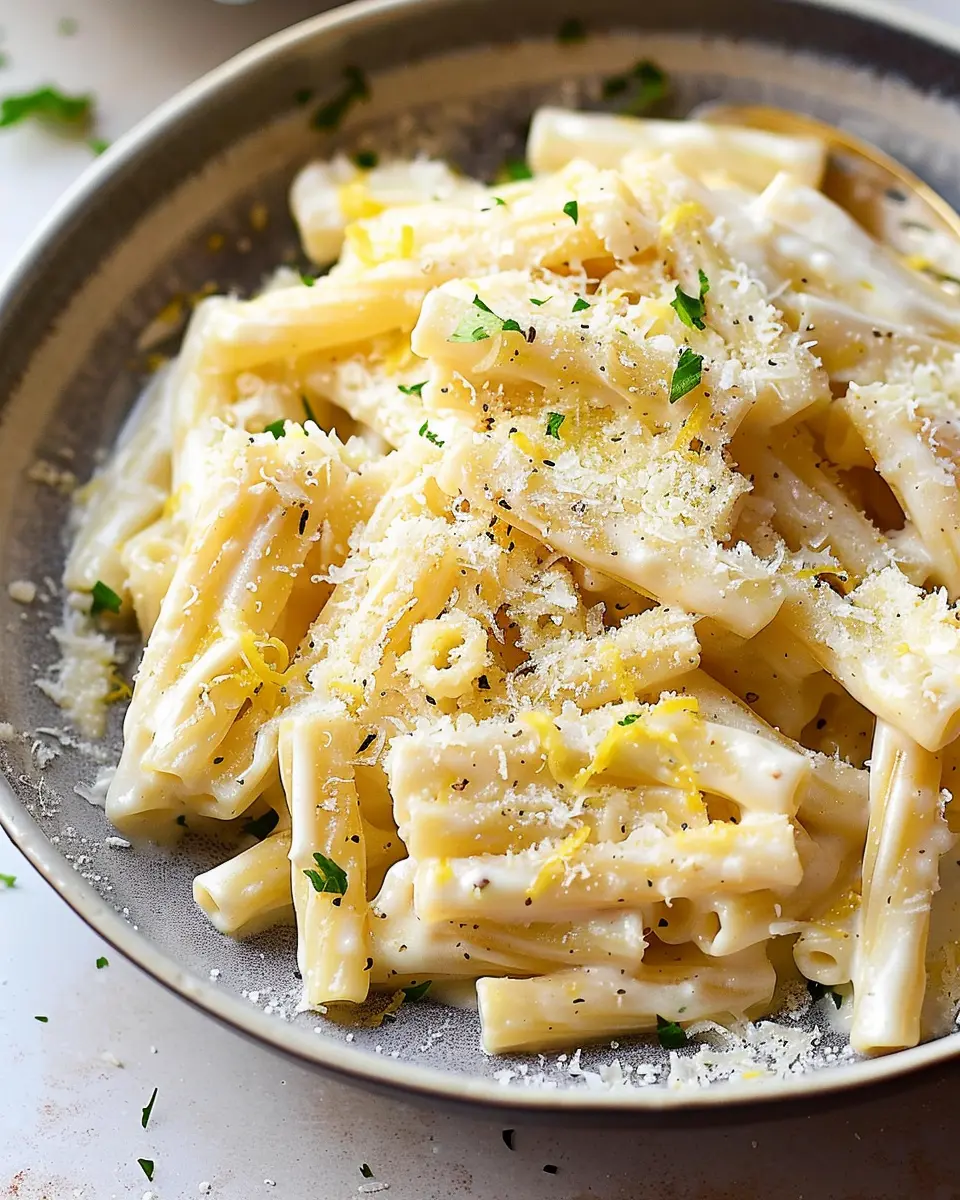 One-Pot Creamy Lemon Garlic Parmesan Pasta with Turkey Bacon Delight