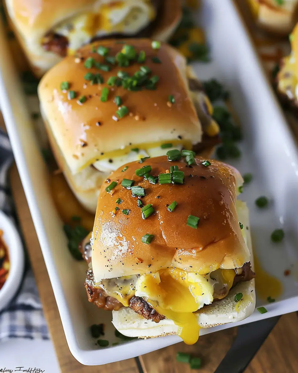 hawaiian roll egg breakfast sliders with turkey bacon and chicken ham