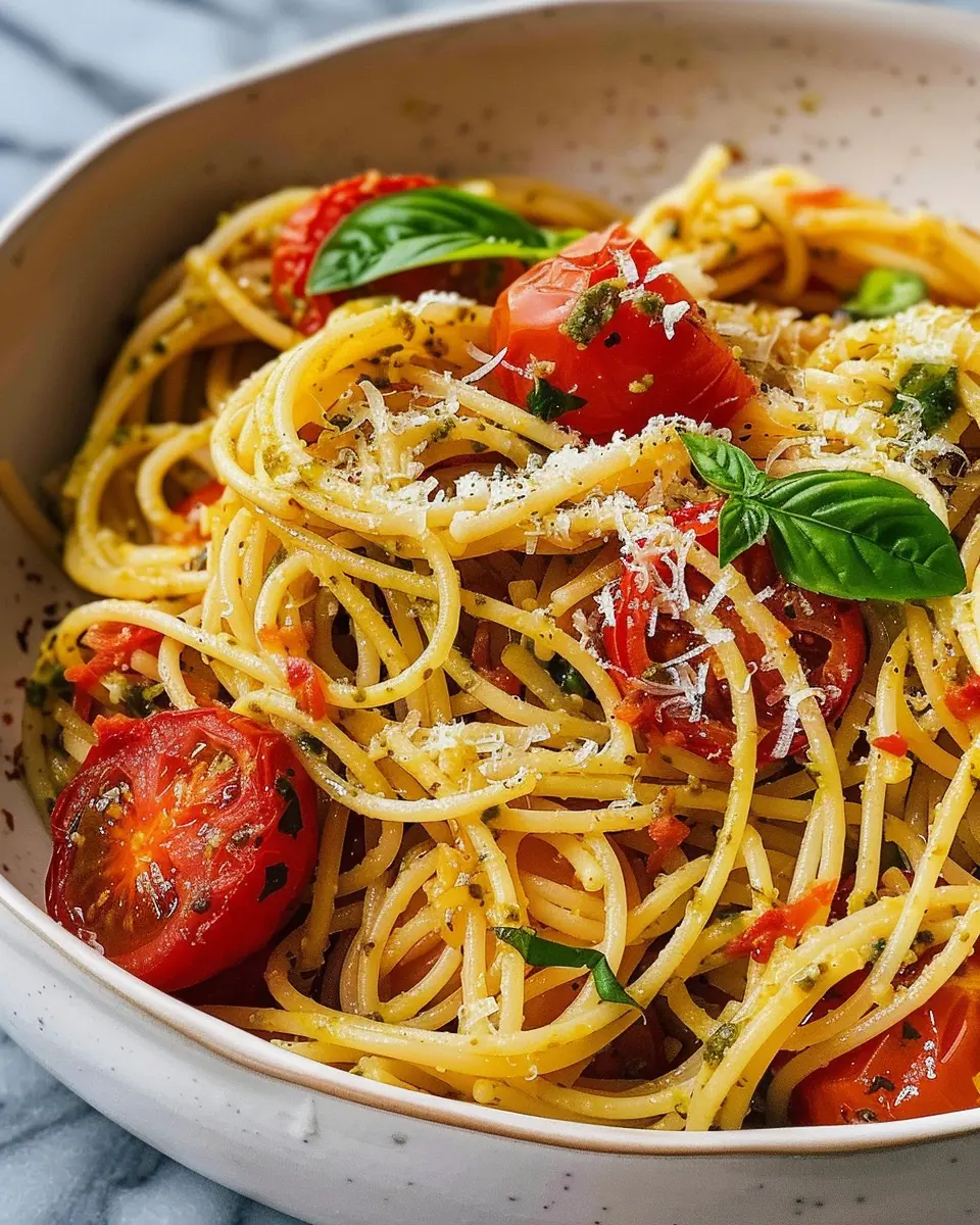 Pesto Pasta with Roasted Tomatoes: Easy and Flavorful Delight