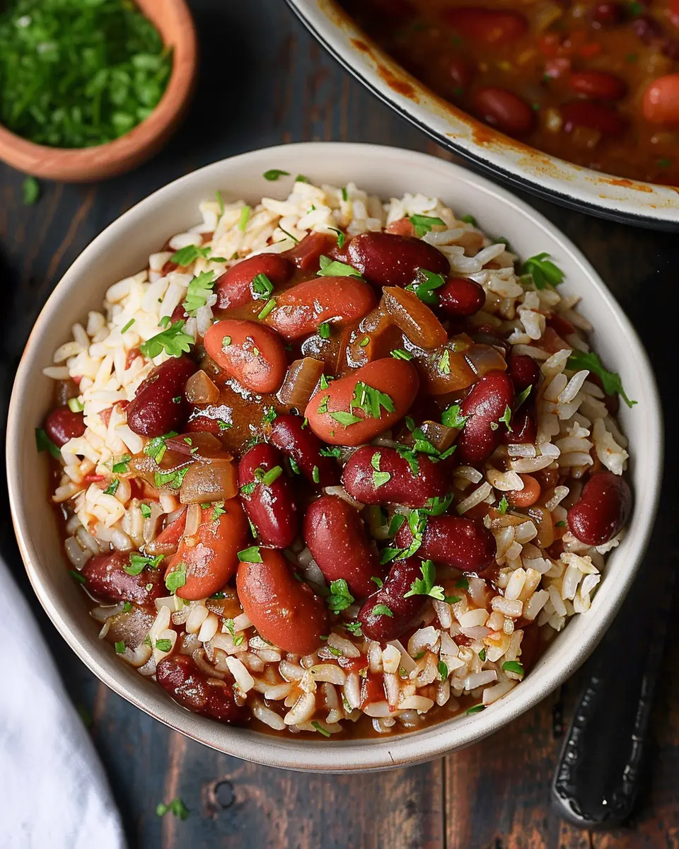 Red Beans and Rice: A Comforting Dish with Turkey Bacon and Chicken Ham