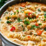 Creamy Parmesan Cajun Chicken Pasta Soup