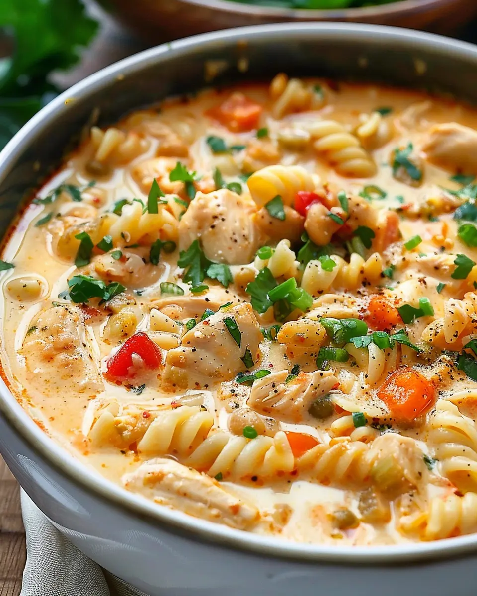 Creamy Parmesan Cajun Chicken Pasta Soup: Easy Comfort Food Delight