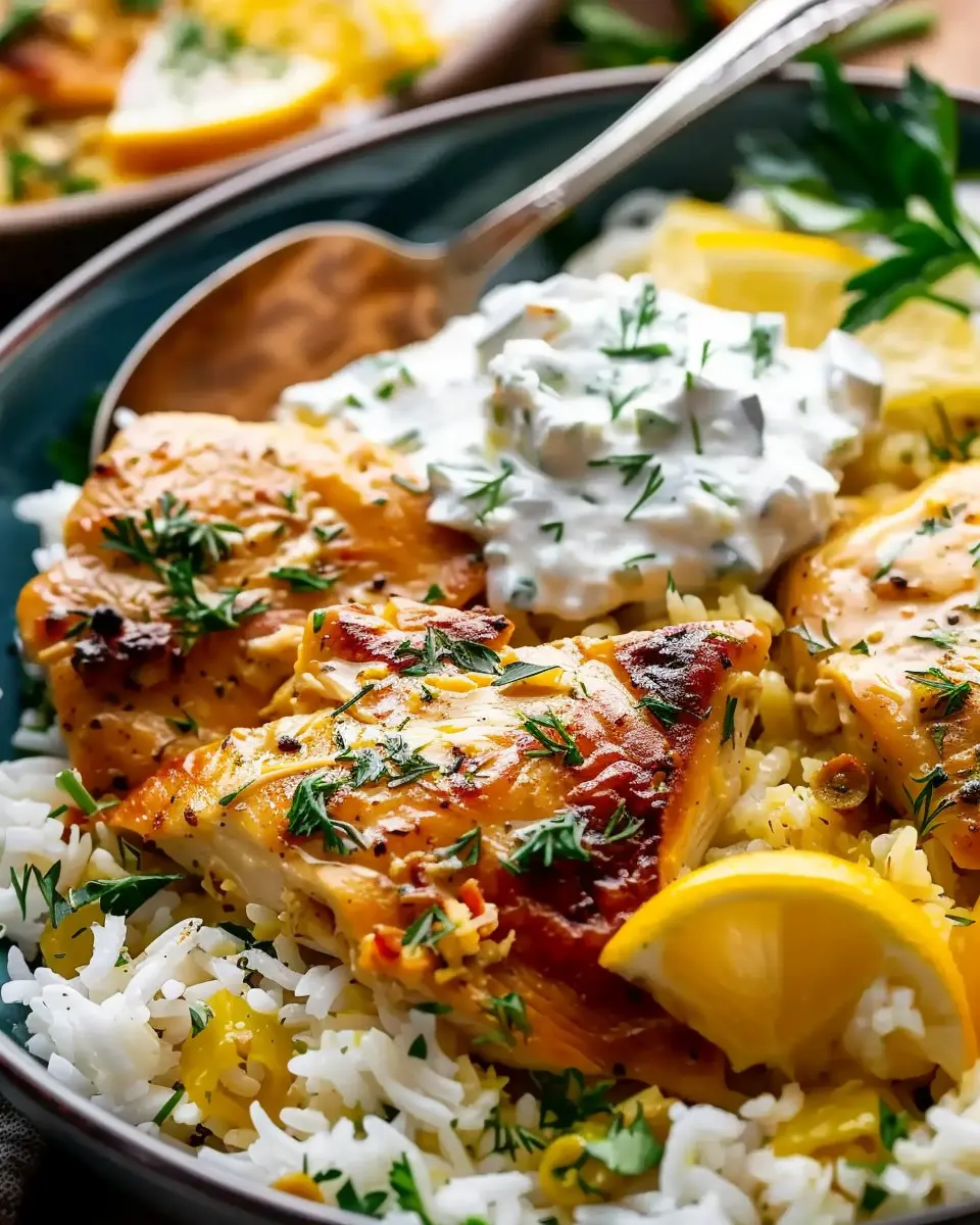Dump-and-Bake Chicken Tzatziki with Rice: Easy Comfort Food Delight