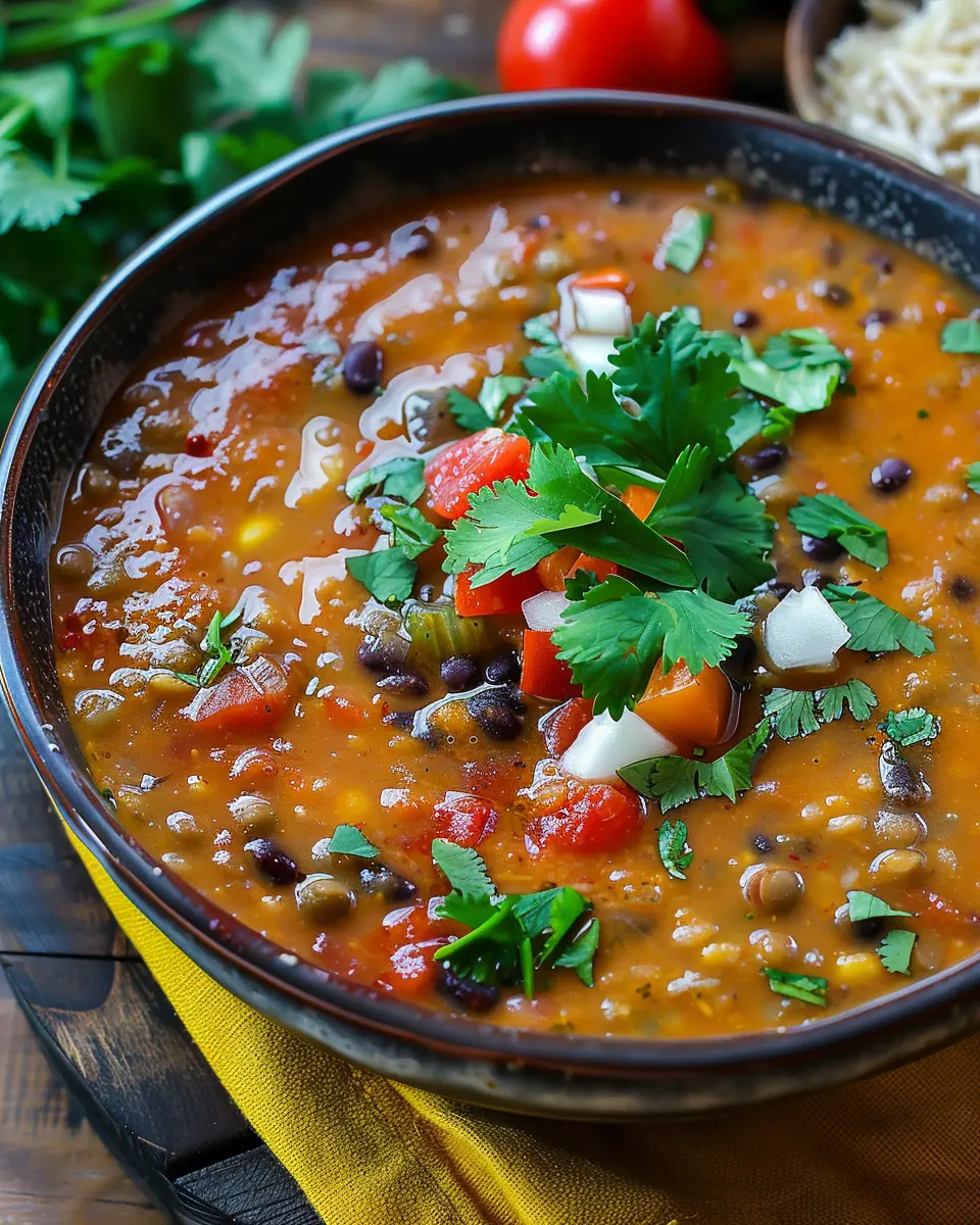 Decadent Lentil Tortilla Soup: A Cozy Comfort with Turkey Bacon