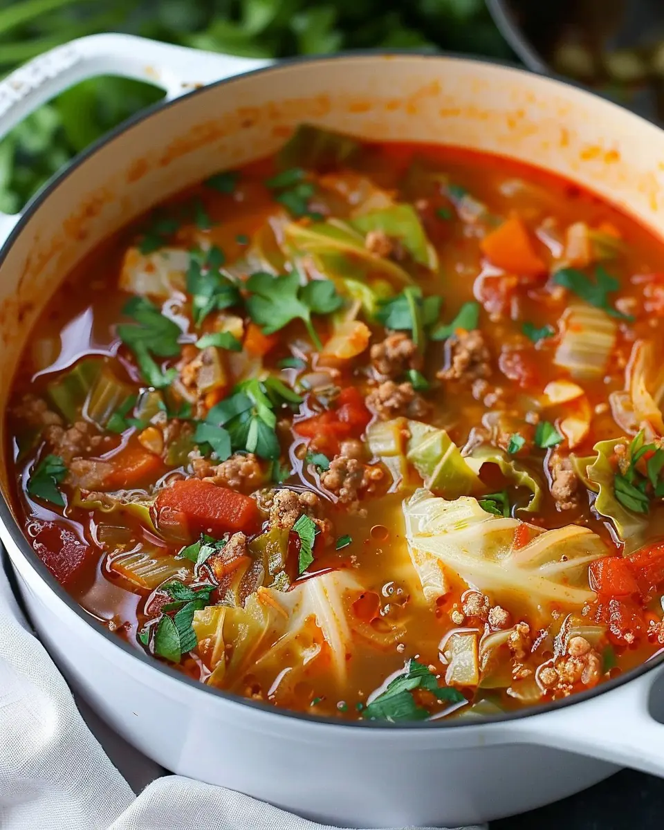 Cabbage Roll Soup: Easy Comfort Dish with Turkey Bacon and Chicken Ham