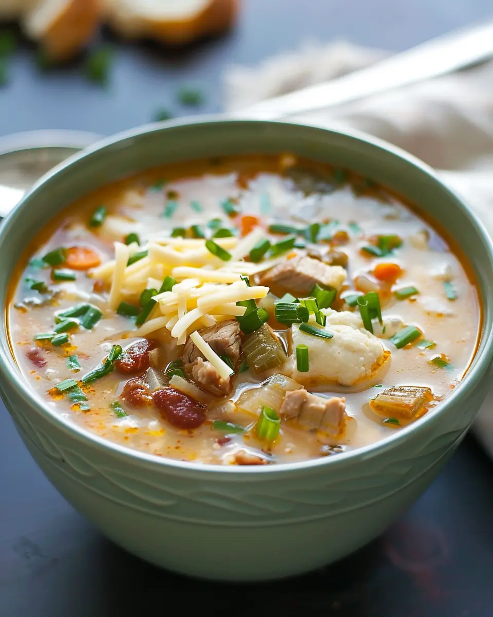 Cozy &amp; Comforting Crockpot Soup with Turkey Bacon and Chicken Ham