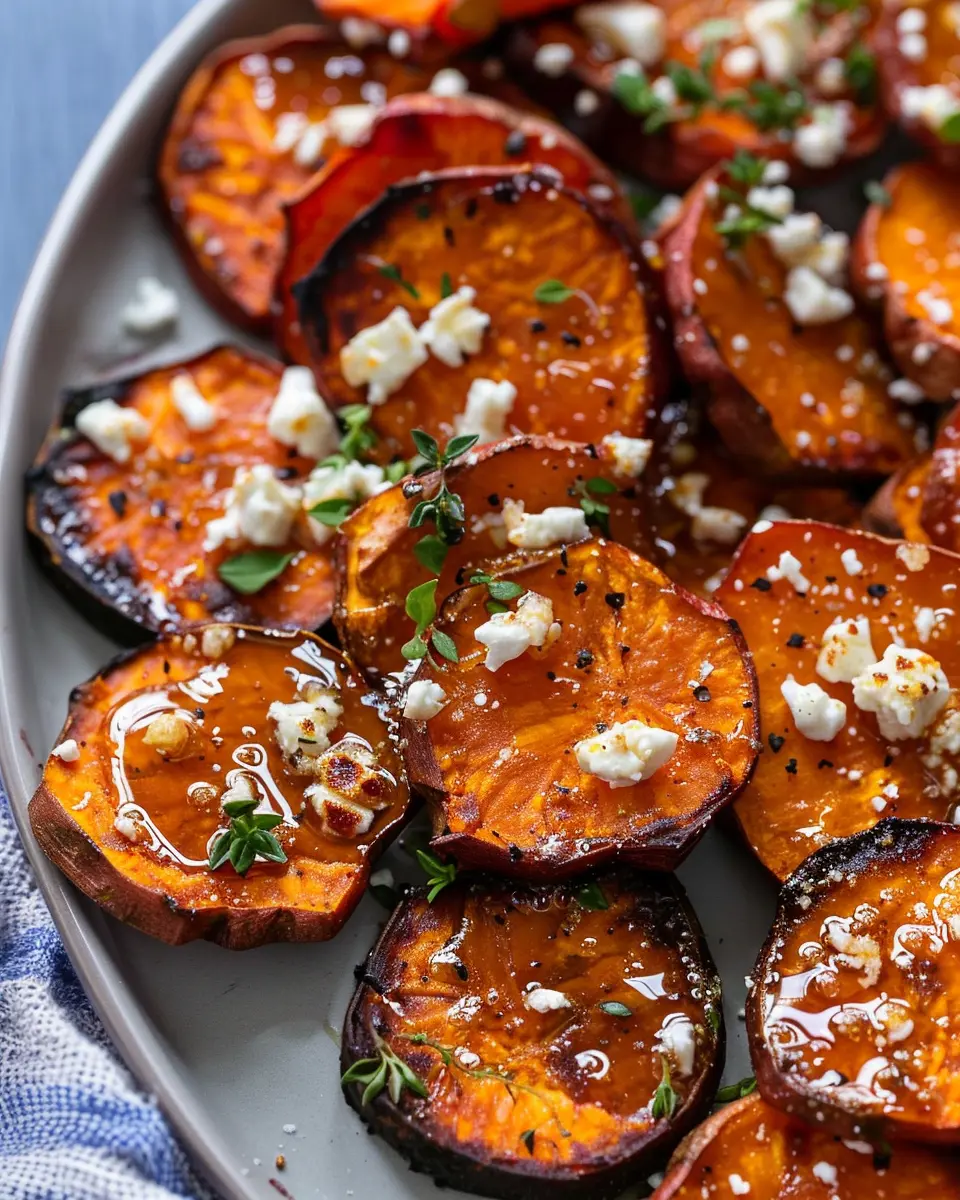 Roasted Sweet Potato Rounds: Deliciously Sweet with Honey &amp; Feta