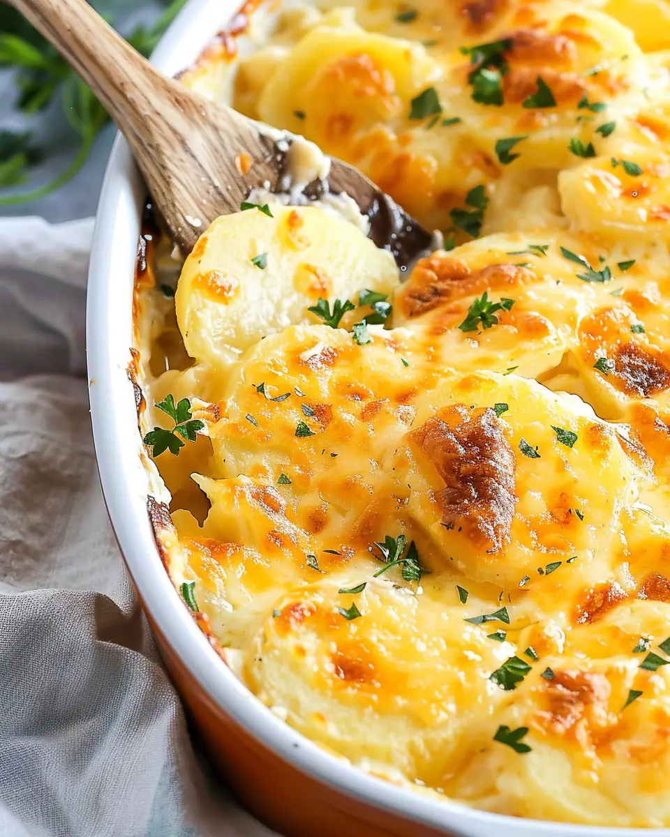Easy Scalloped Potatoes with Turkey Bacon and Chicken Ham Delight