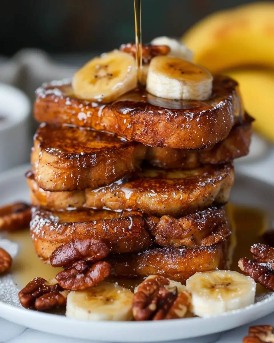 Crispy Banana French Toast Delight with Turkey Bacon Bliss