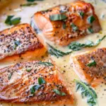 Tuscan Salmon with Parmesan Cream Sauce