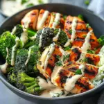 Grilled Chicken & Broccoli Bowls with Creamy Garlic Sauce